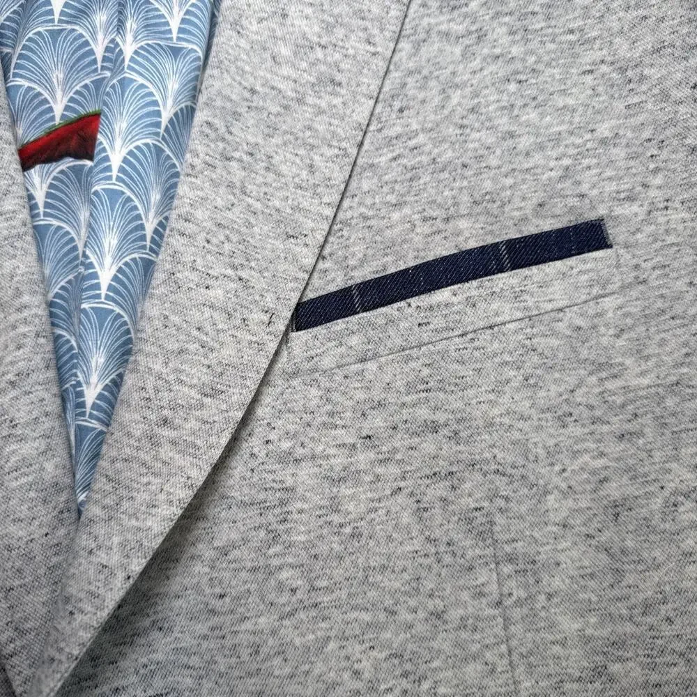 A Fish Named Fred Gray Blue Flecked Sportcoat Mens Jacket EU Size 56 Blazer
